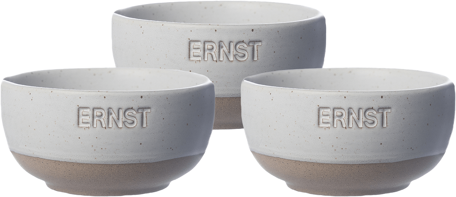 Skål stengods 3-pack, från ERNST, i färgen Vit/Natur.