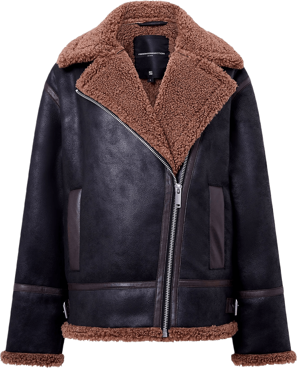 Suedette Zip Up Jacket, från French Connection, i färgen Black Brown.