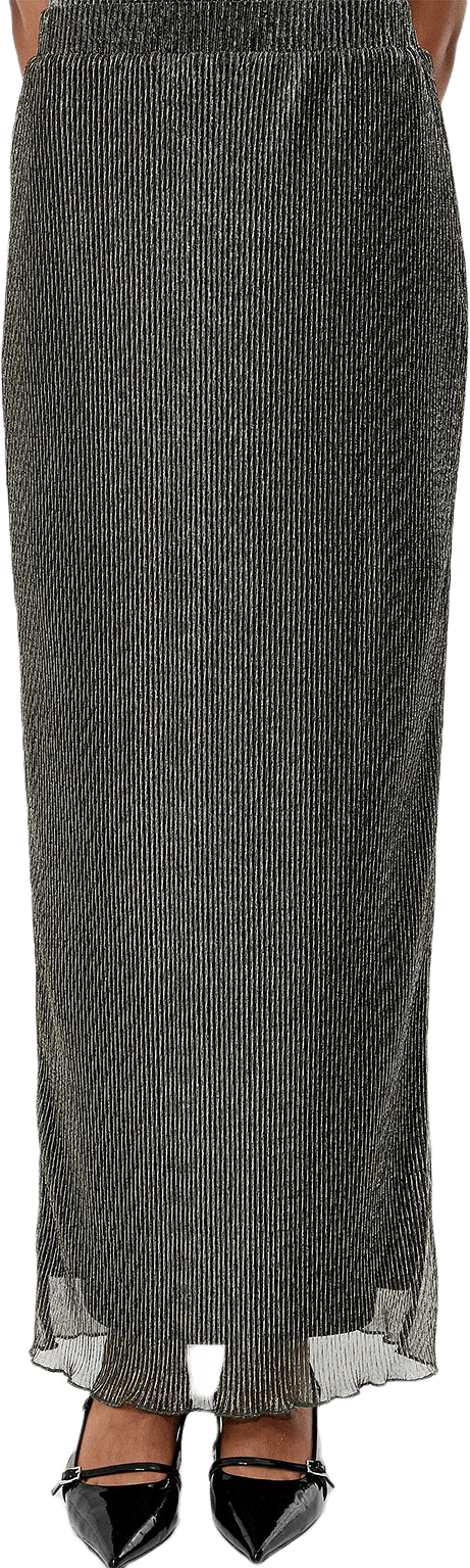 Tamy Lurex Plisse Midi Skirt, från French Connection, i färgen Black Gold.