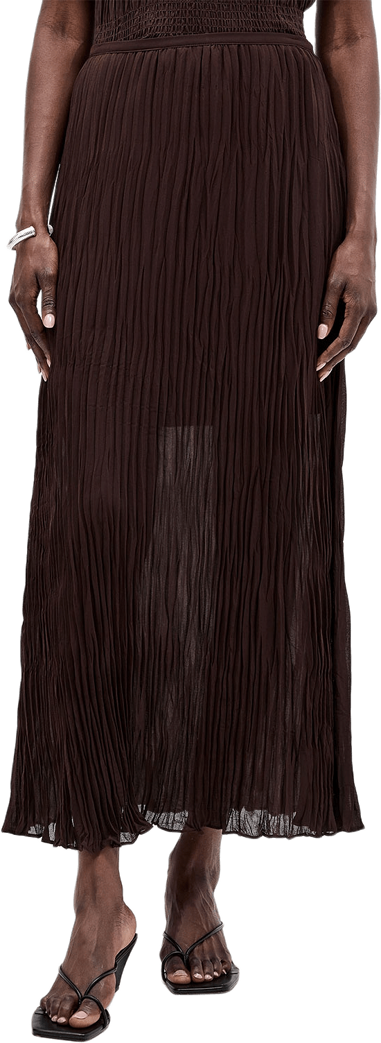 Saylor Pleated Overlay Skirt, från French Connection, i färgen Bitter Chocolate.