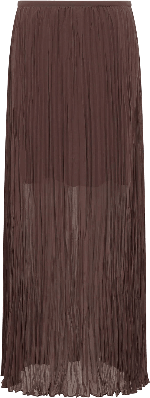 Saylor Pleated Overlay Skirt, från French Connection, i färgen Sz18 Bitter Chocolat.
