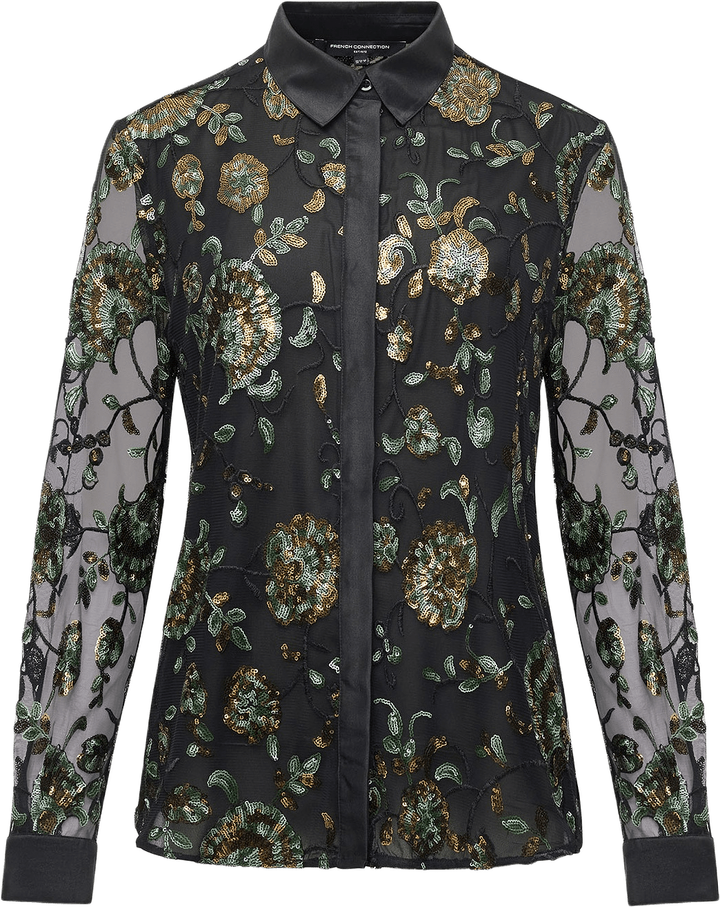 Roshene Sequin Shirt, från French Connection, i färgen Black Sequin Multi.