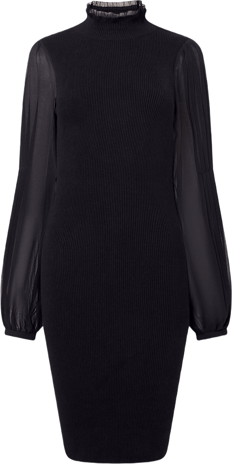 Krista Mix Ls Short Dress, från French Connection, i färgen Blackout.