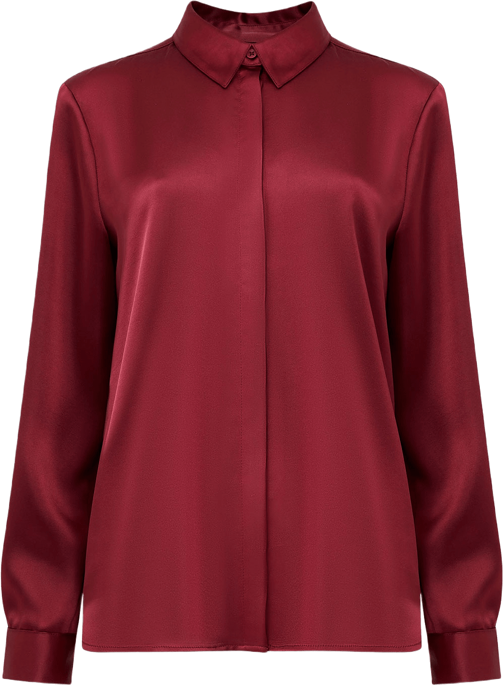 Irina Satin Ls Shirt Top, från French Connection, i färgen Bordeaux Red.