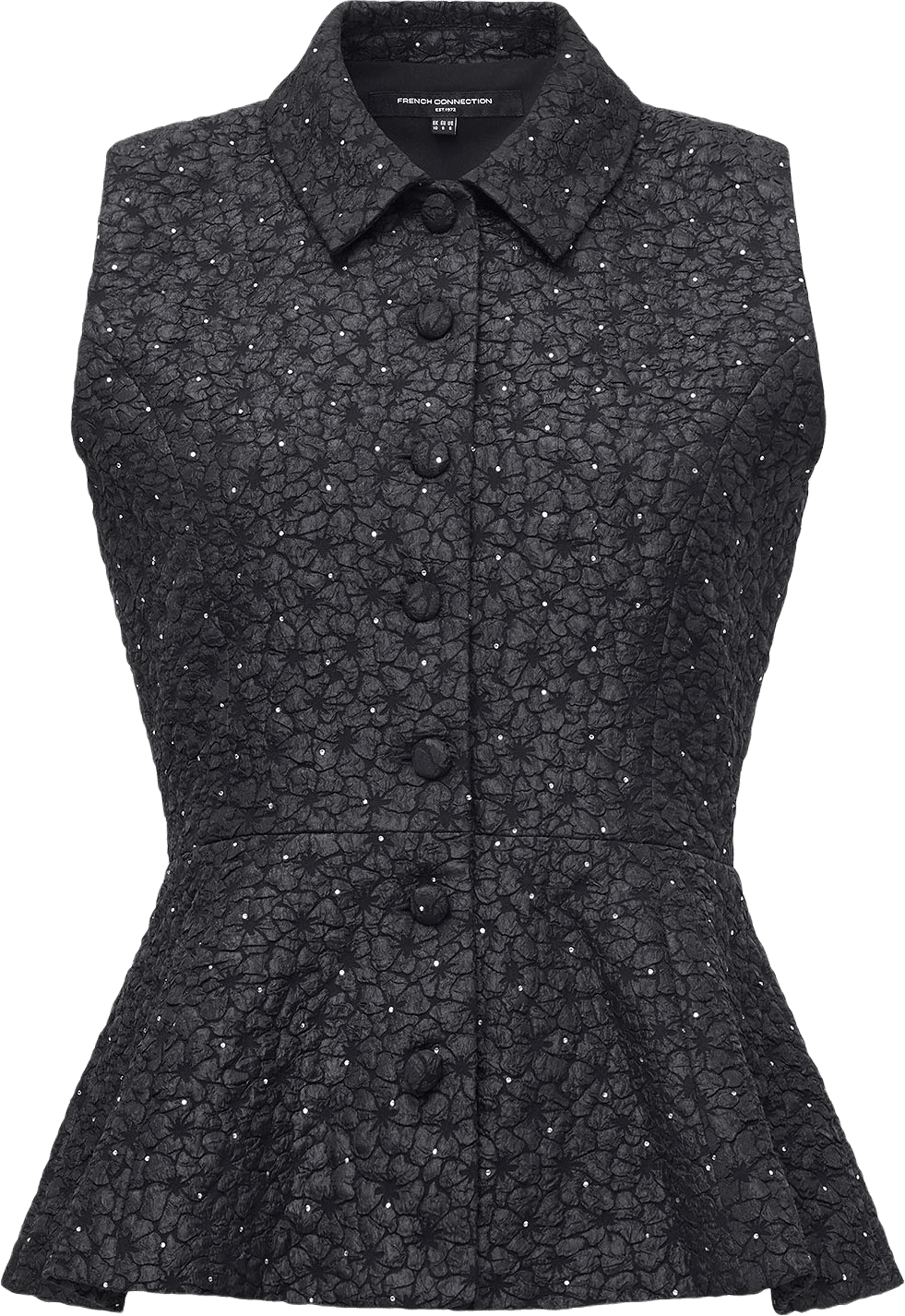 Yelena Jacquard Waistcoat Top, från French Connection, i färgen Black.