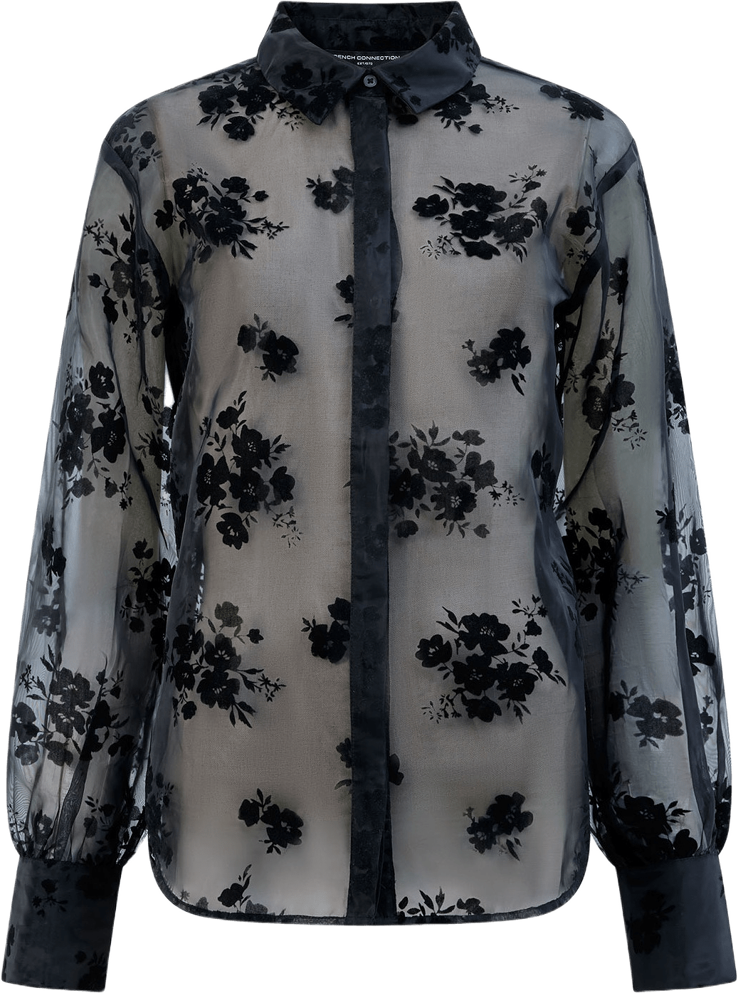 Mika Flocked Organza Shirt, från French Connection, i färgen Black.