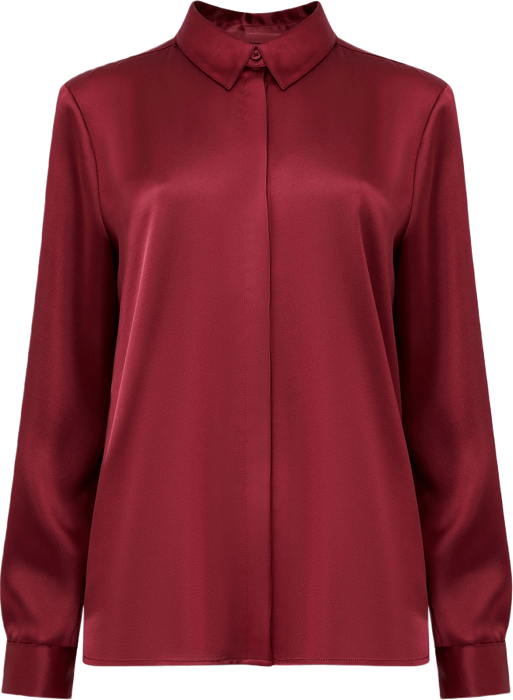 Irina Satin Ls Shirt Top, från French Connection, i färgen Sz18 Bordeaux Red.
