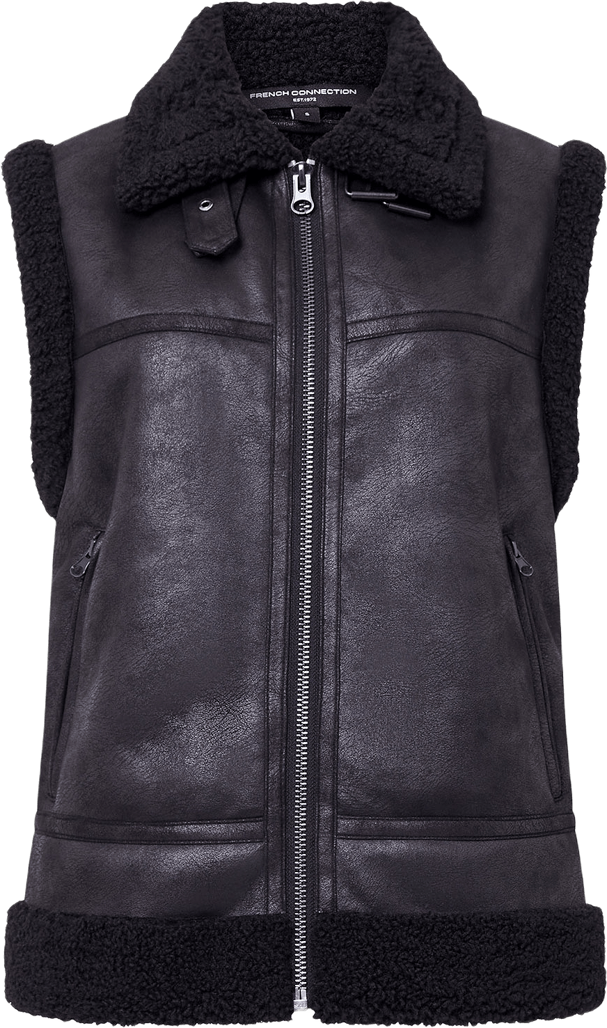 Camry Faux Suede S/Less Gilet, från French Connection, i färgen Black.