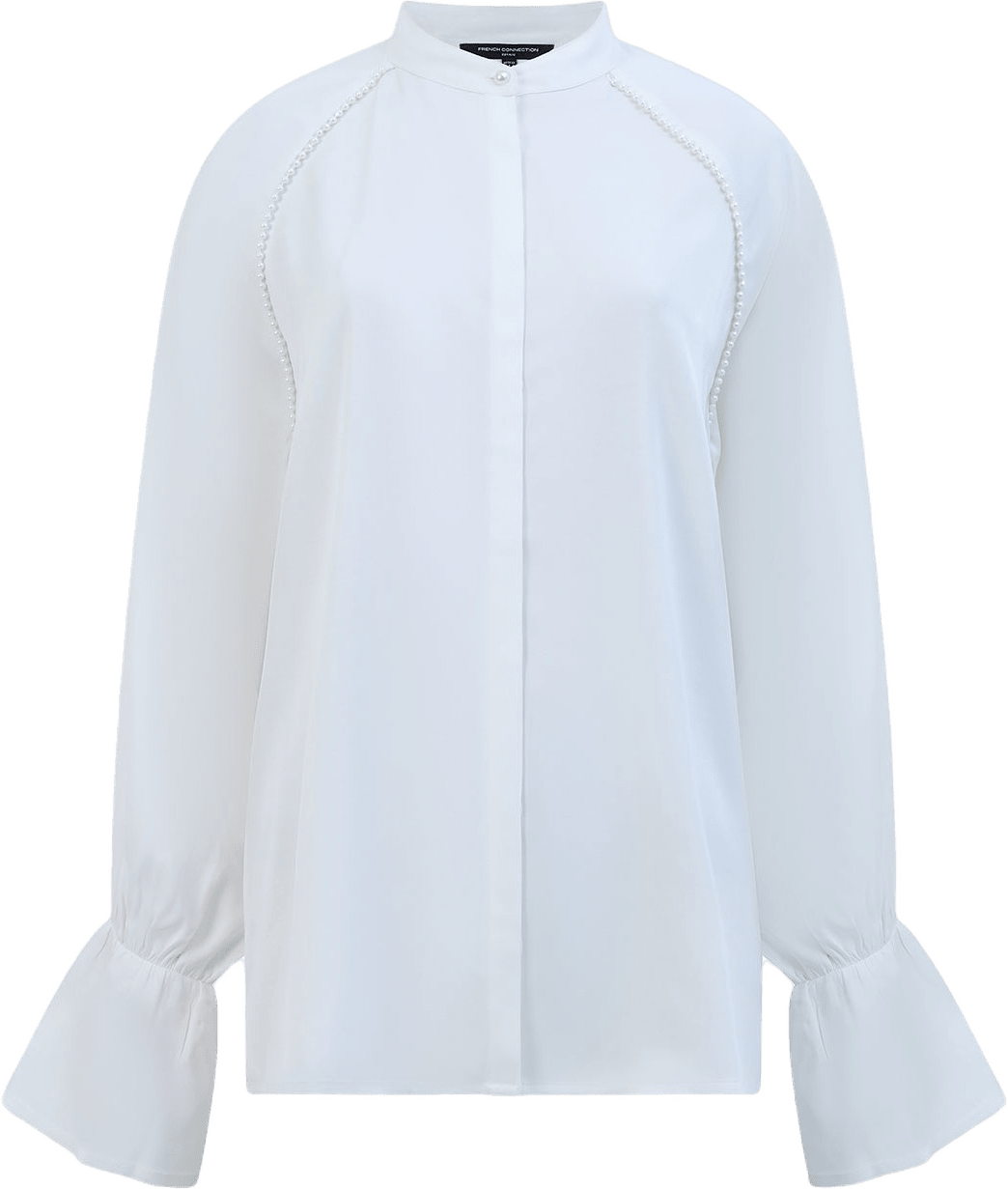 Candice Satin Pearl Trim Shirt, från French Connection, i färgen Winter White.