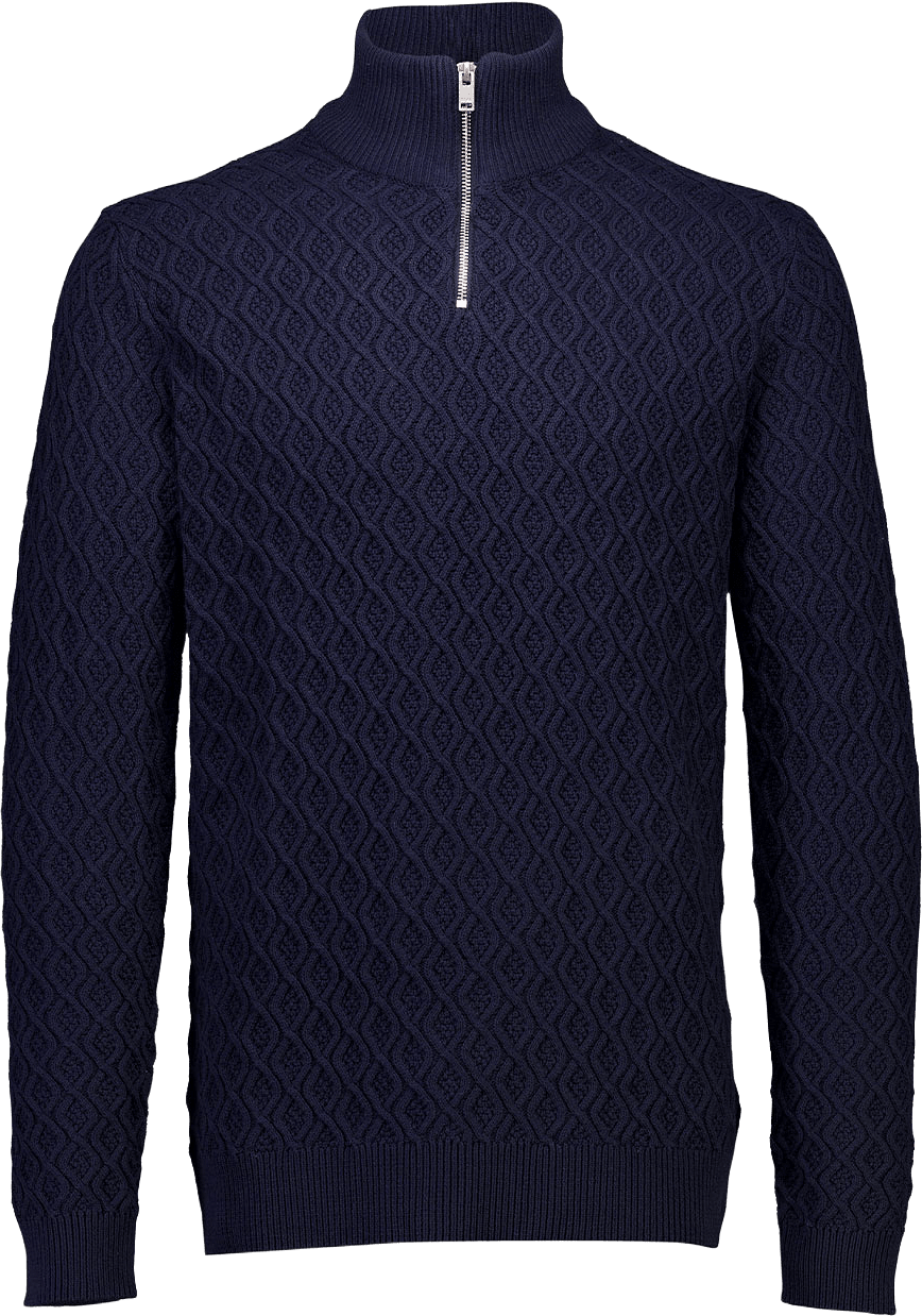 Lindbergh Recycle structure half zip Knit, från Lindbergh, i färgen Navy.