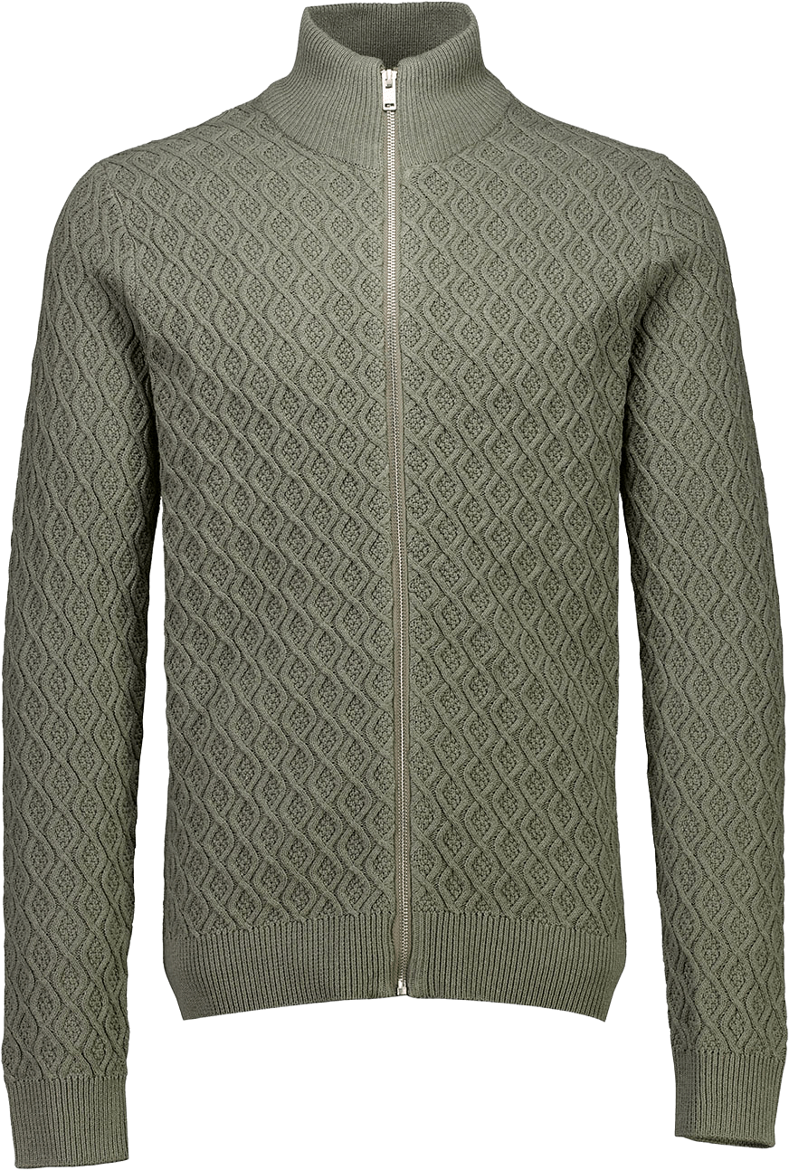 Lindbergh Recycle structure full zip Knit, från Lindbergh, i färgen Army.