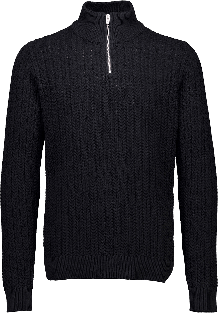 Lindbergh Recycle cabel knit half zip Knit, från Lindbergh, i färgen Black.