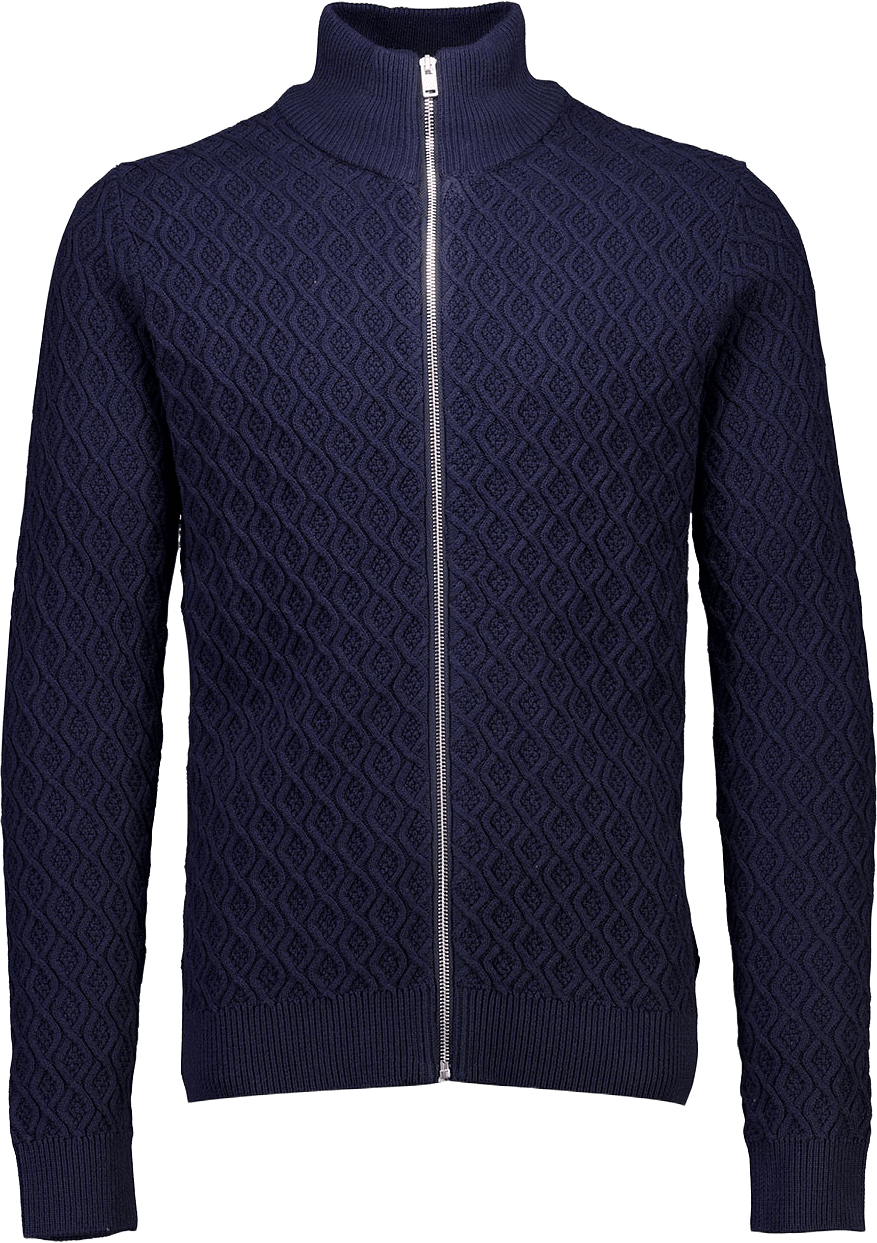 Lindbergh Recycle structure full zip Knit, från Lindbergh, i färgen Navy.