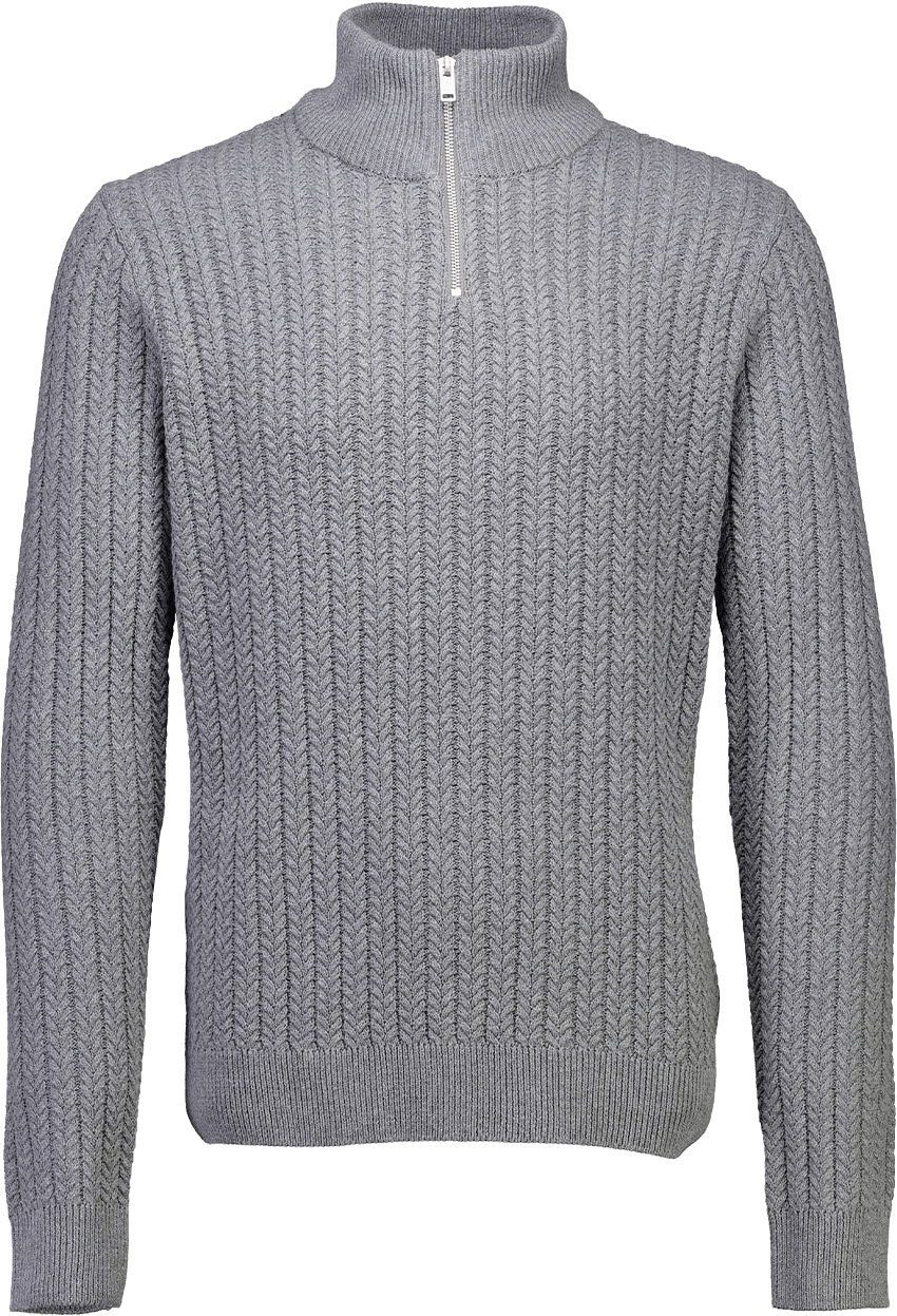 Lindbergh Recycle cabel knit half zip Knit, från Lindbergh, i färgen Dk Grey.