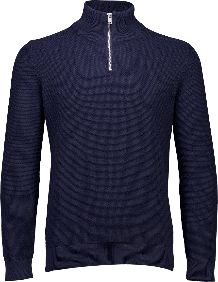 Lindbergh Recycle structure half zip Knit, från Lindbergh, i färgen Navy.