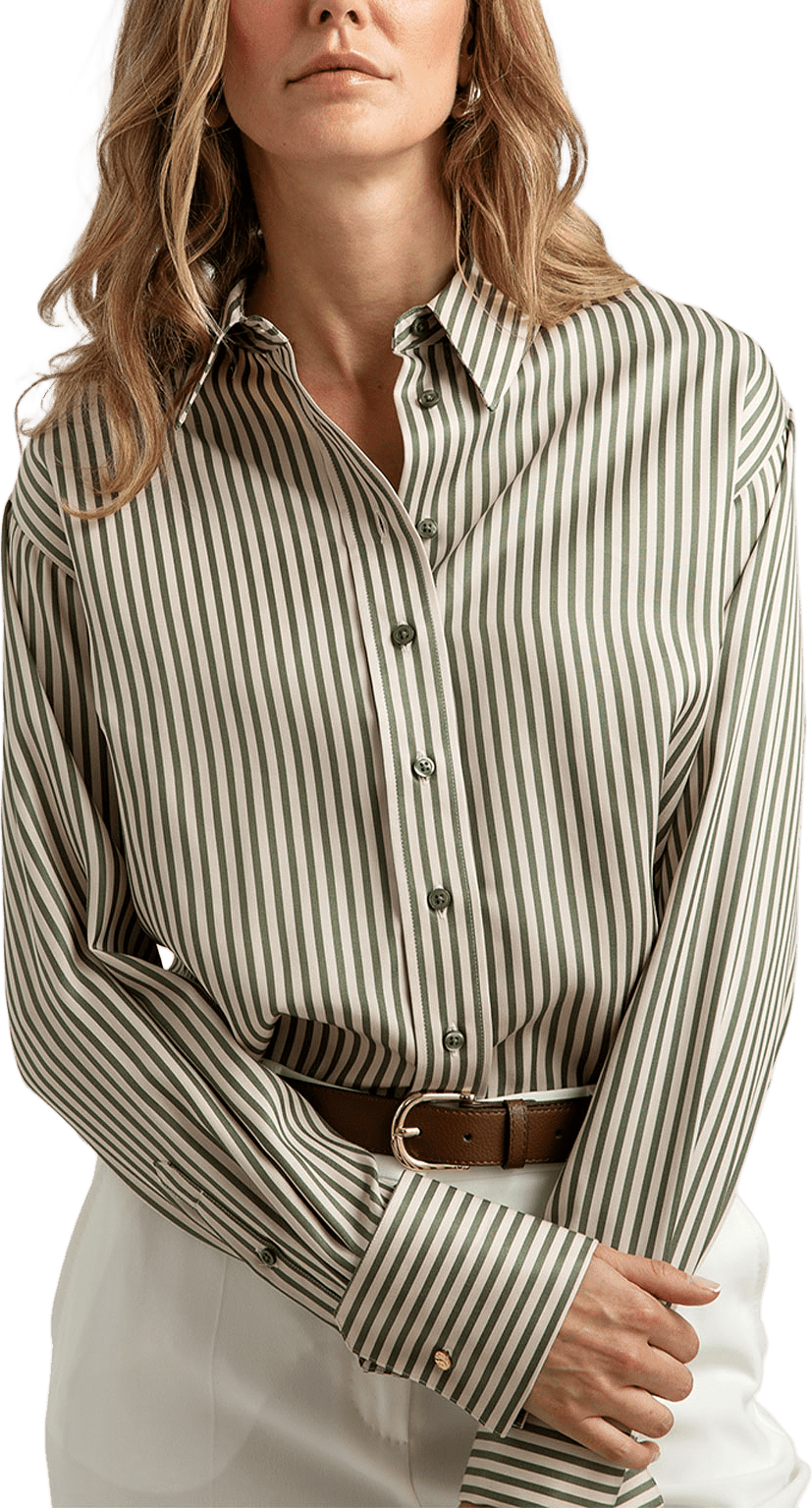 Randig Skjorta Piper Legacy Stripe, från The Shirt Factory, i färgen Forest Green.