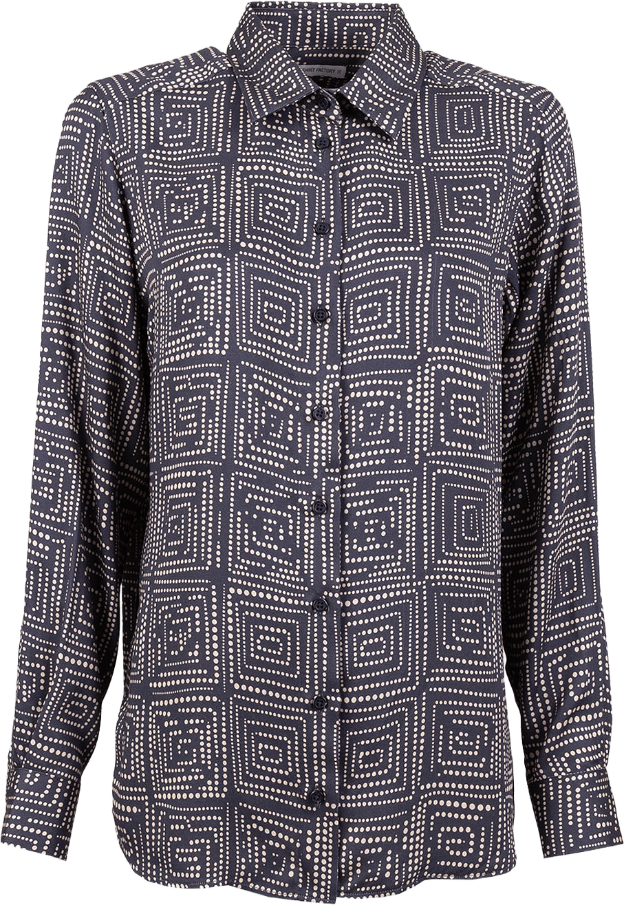 Blus Ellie Art Deco, från The Shirt Factory, i färgen Dk.blue.