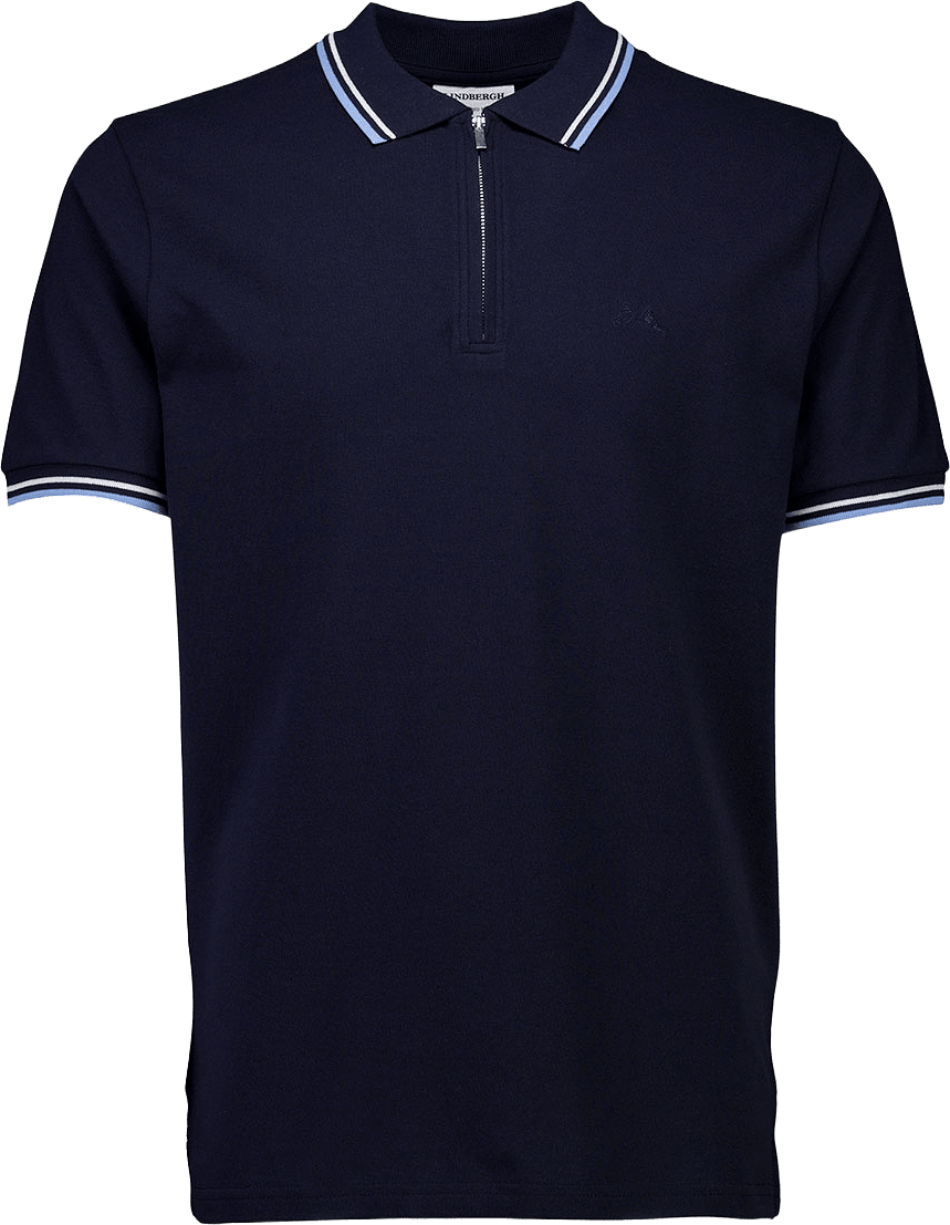 Polo Shirt With Zip, från Lindbergh, i färgen Navy.