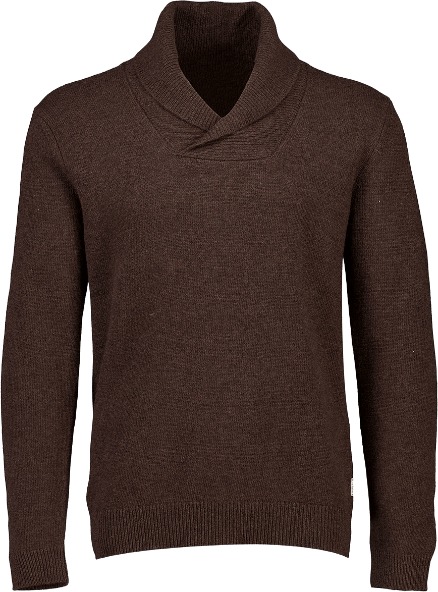 Lindbergh Lambswool L/S shawl collar knit Knit, från Lindbergh, i färgen Dk Brown Mel.