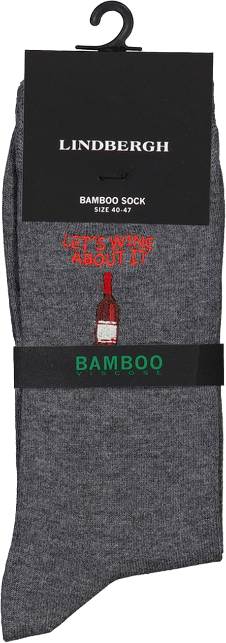 Embroidery Bamboo Socks, från Lindbergh, i färgen Dk Grey Mel.