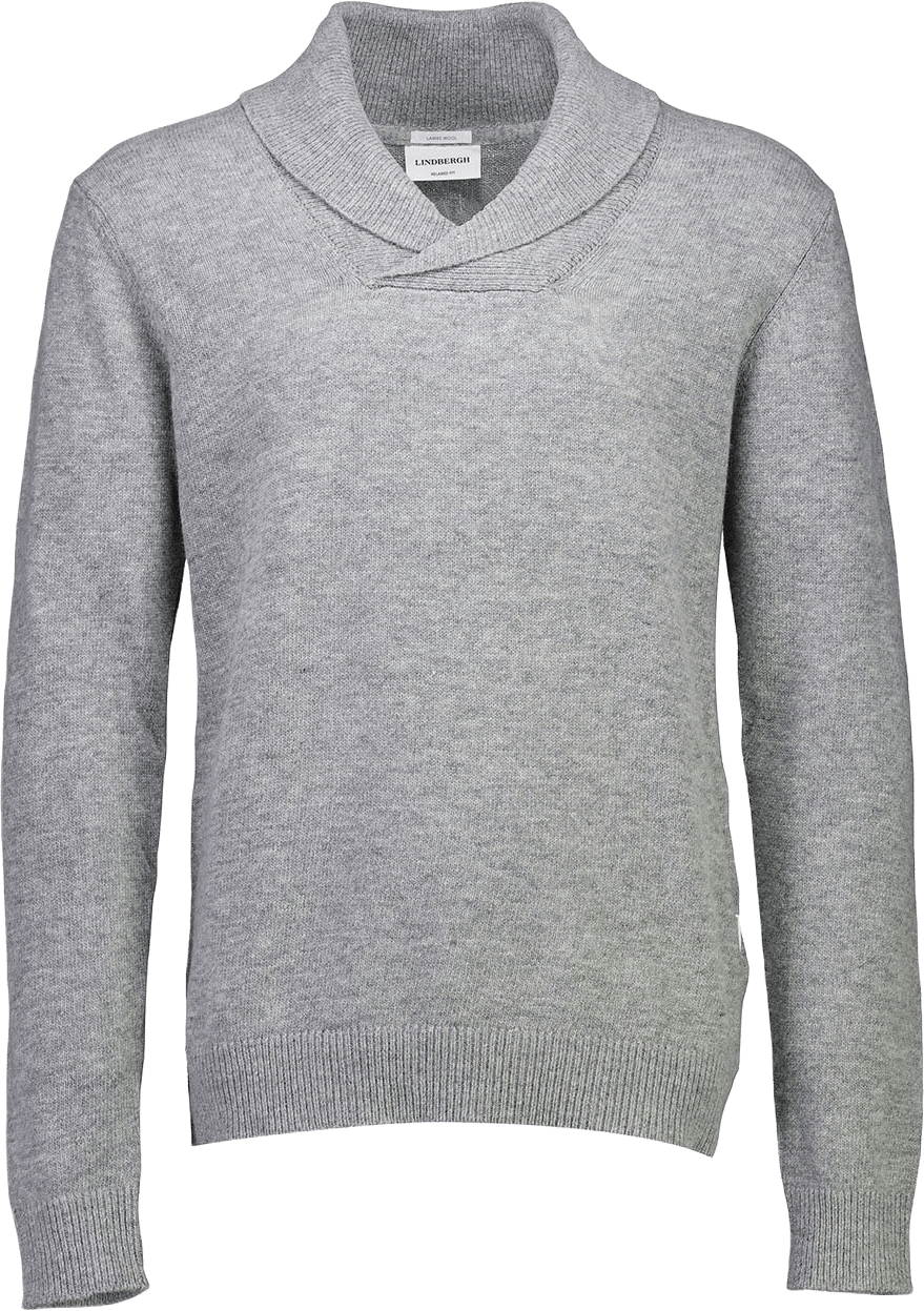 Lindbergh Lambswool L/S shawl collar knit Knit, från Lindbergh, i färgen Mid Grey Mel.