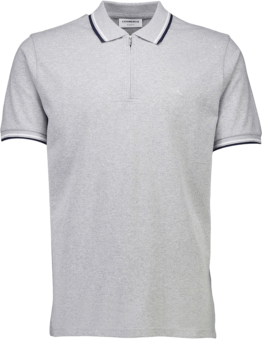 Polo Shirt With Zip, från Lindbergh, i färgen Lt Grey.