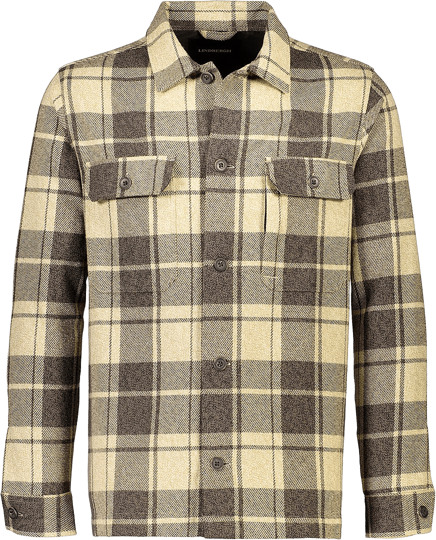 Lindbergh Checked Overshirt, från Lindbergh, i färgen Black Olive.