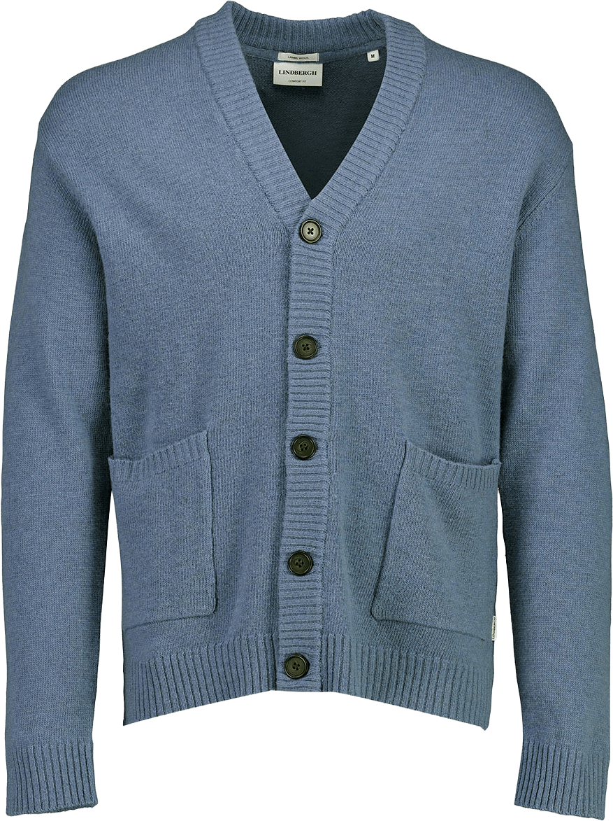 Lindbergh Lambswool button cardigan Knit, från Lindbergh, i färgen Blue Ice Mel.