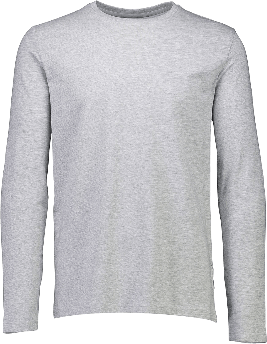 Basic O-Neck Stretch Tee L/S, från Lindbergh, i färgen Grey Mel.
