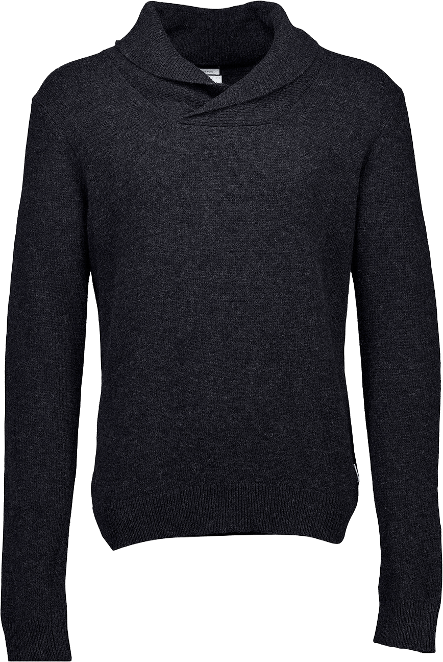 Lindbergh Lambswool L/S shawl collar knit Knit, från Lindbergh, i färgen Charcoal Mel.