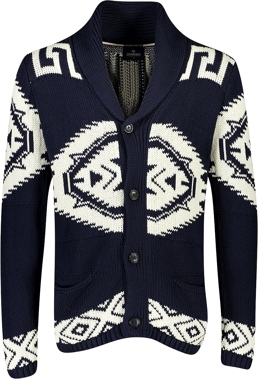 Lindbergh Shawl collar intarsia cardigan Knit, från Lindbergh, i färgen Navy.