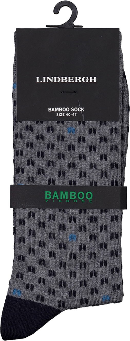 Pattern Bamboo Sock, från Lindbergh, i färgen Grey Mel.