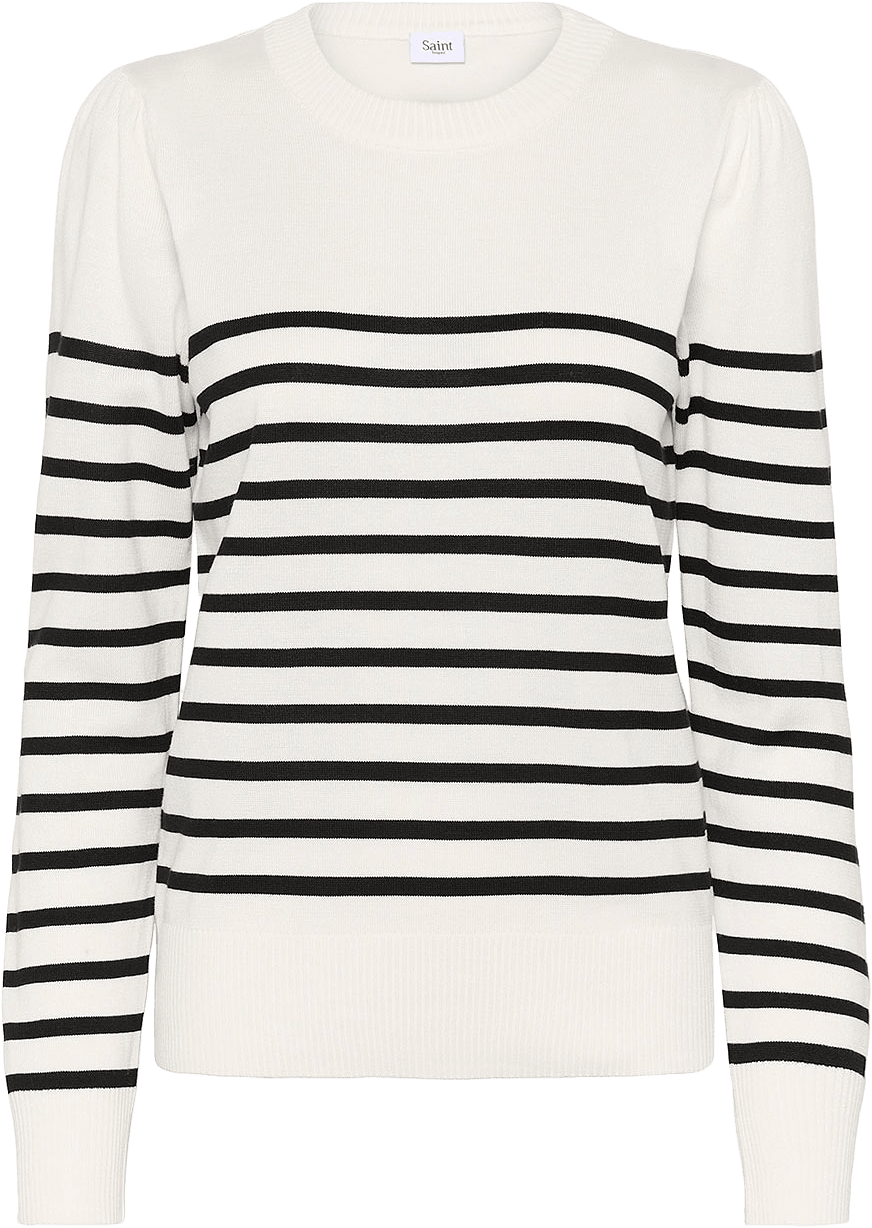MilaSZ Striped Pullover, från Saint Tropez, i färgen Ice Black Stripe.