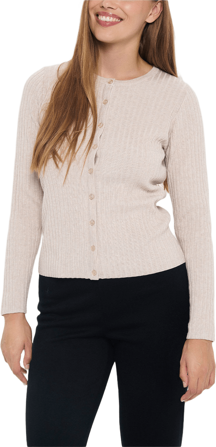 Mila SZ R-N Rib Cardigan, från Saint Tropez, i färgen Gray Morn Melange.