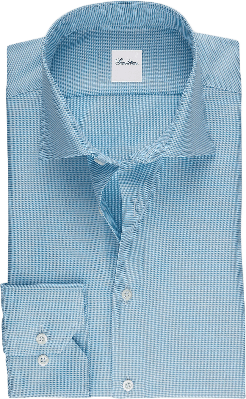 Hundtandsmönstrad Twillskjorta, från Stenströms, i färgen Light Blue.