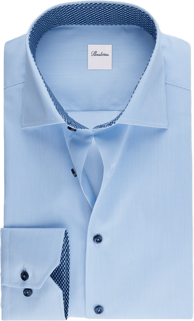 Randig Kontrast Twillskjorta, från Stenströms, i färgen Light Blue Stripe.