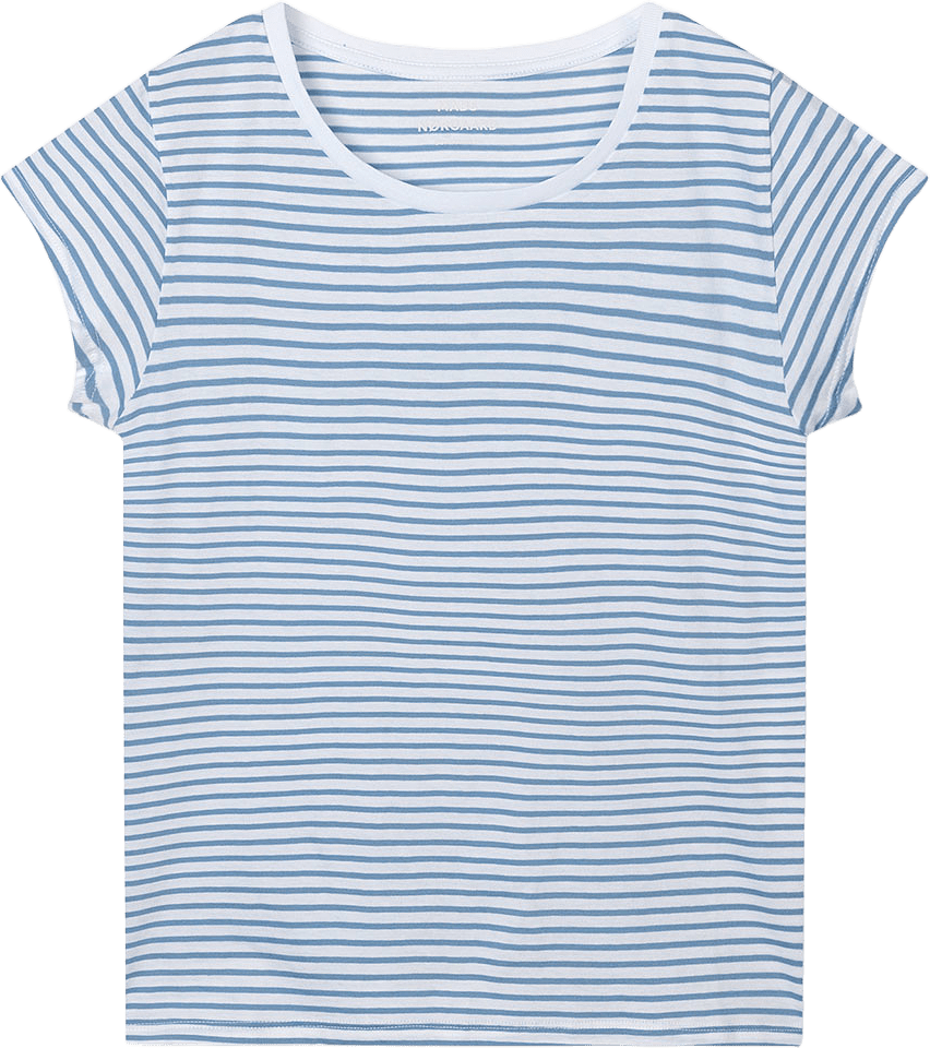 Fine Jersey Stripe Teasy Tee FAV, från Mads Nørgaard, i färgen Brilliant White/Faded Denim.
