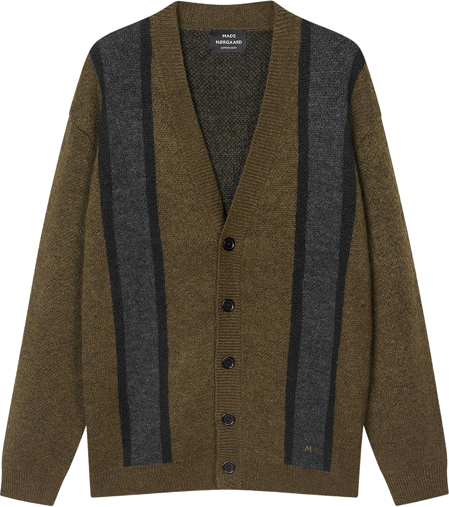 Comfy Wool Vilhelm Stripe Cardigan Knit, från Mads Nørgaard, i färgen Beech.