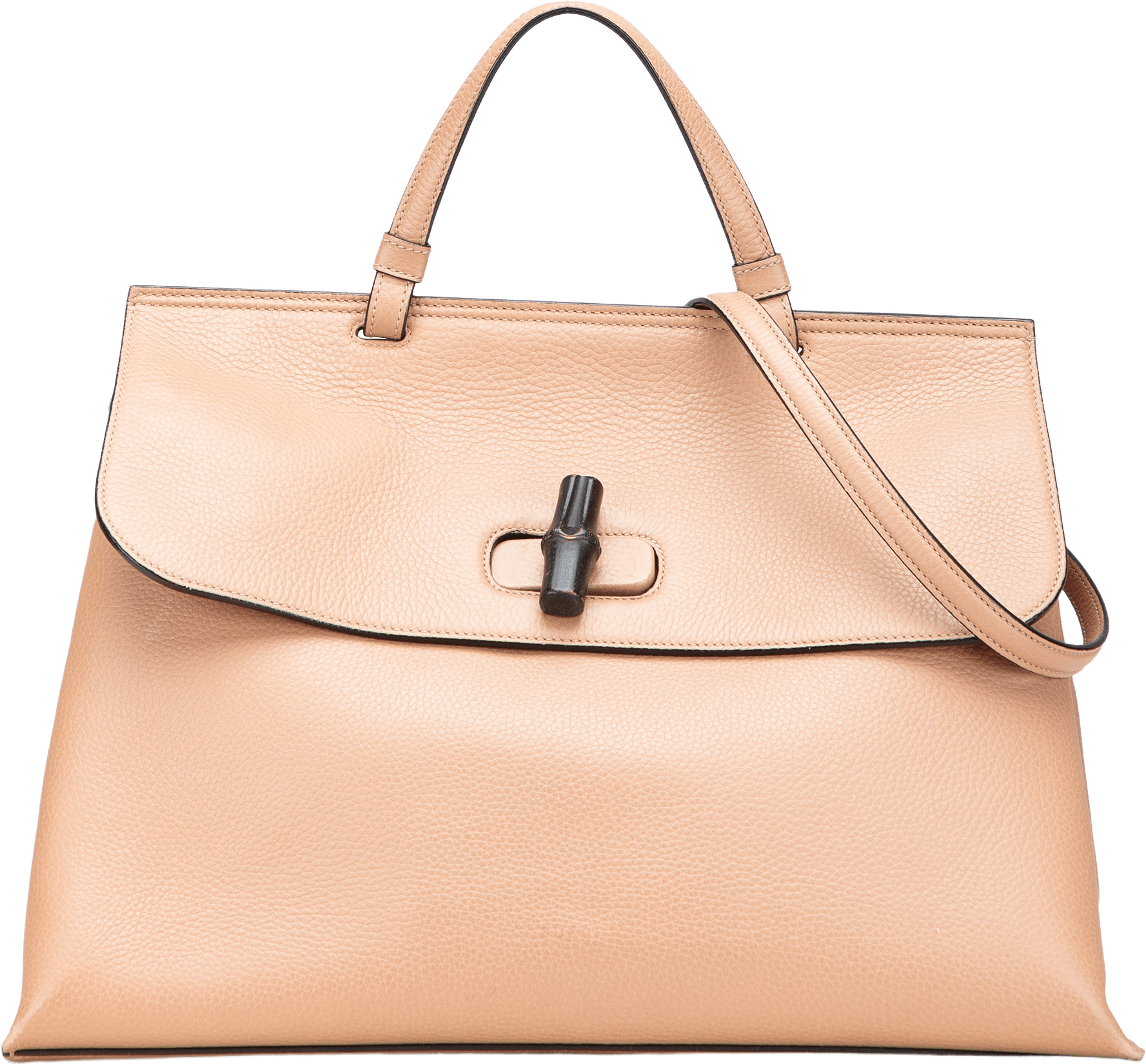 Gucci Large Leather Bamboo Daily Satchel, från Luxclusif, i färgen beige.