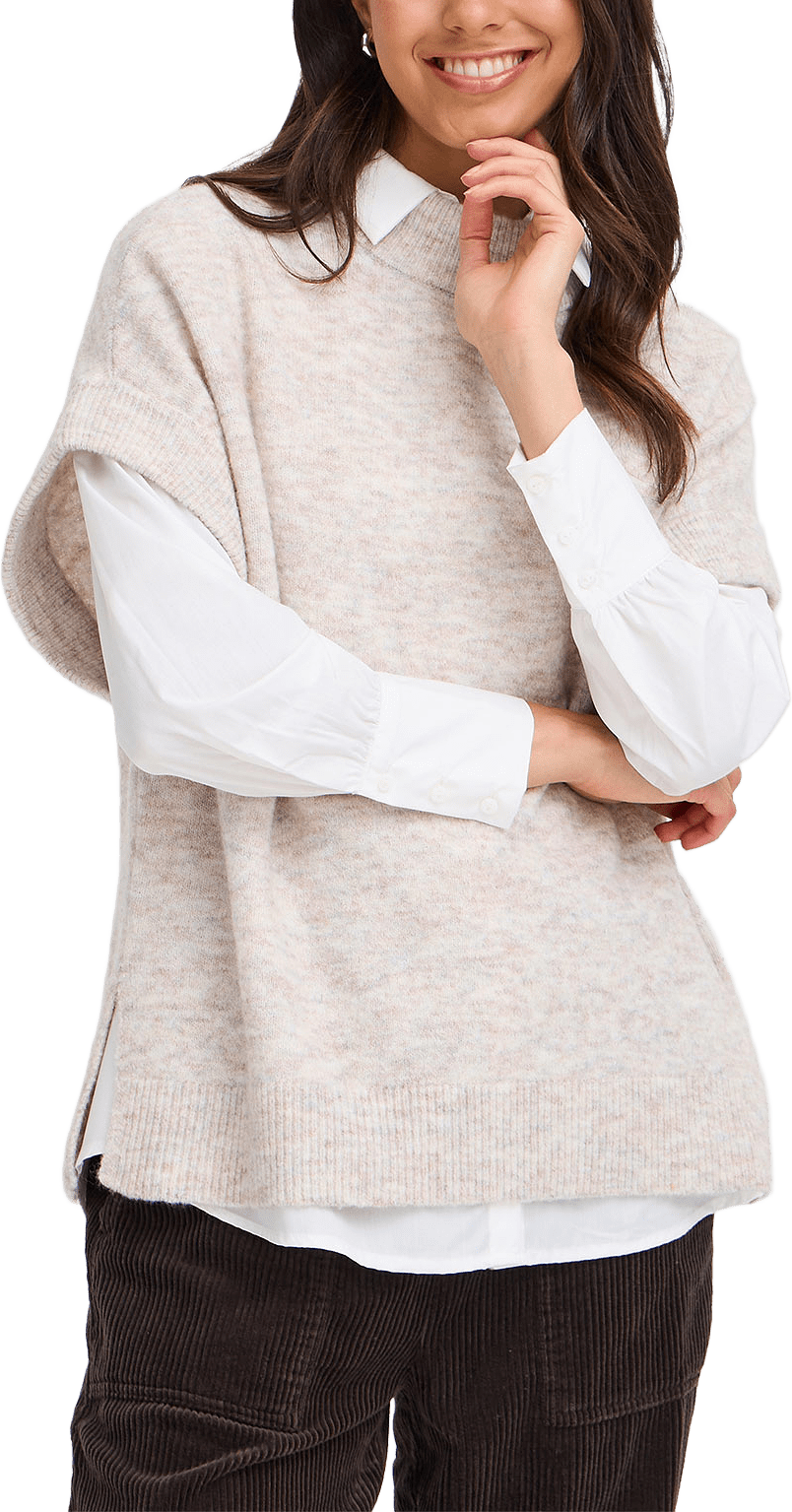 FRSANNY Waistcoat, från Fransa, i färgen Oatmeal Melange.