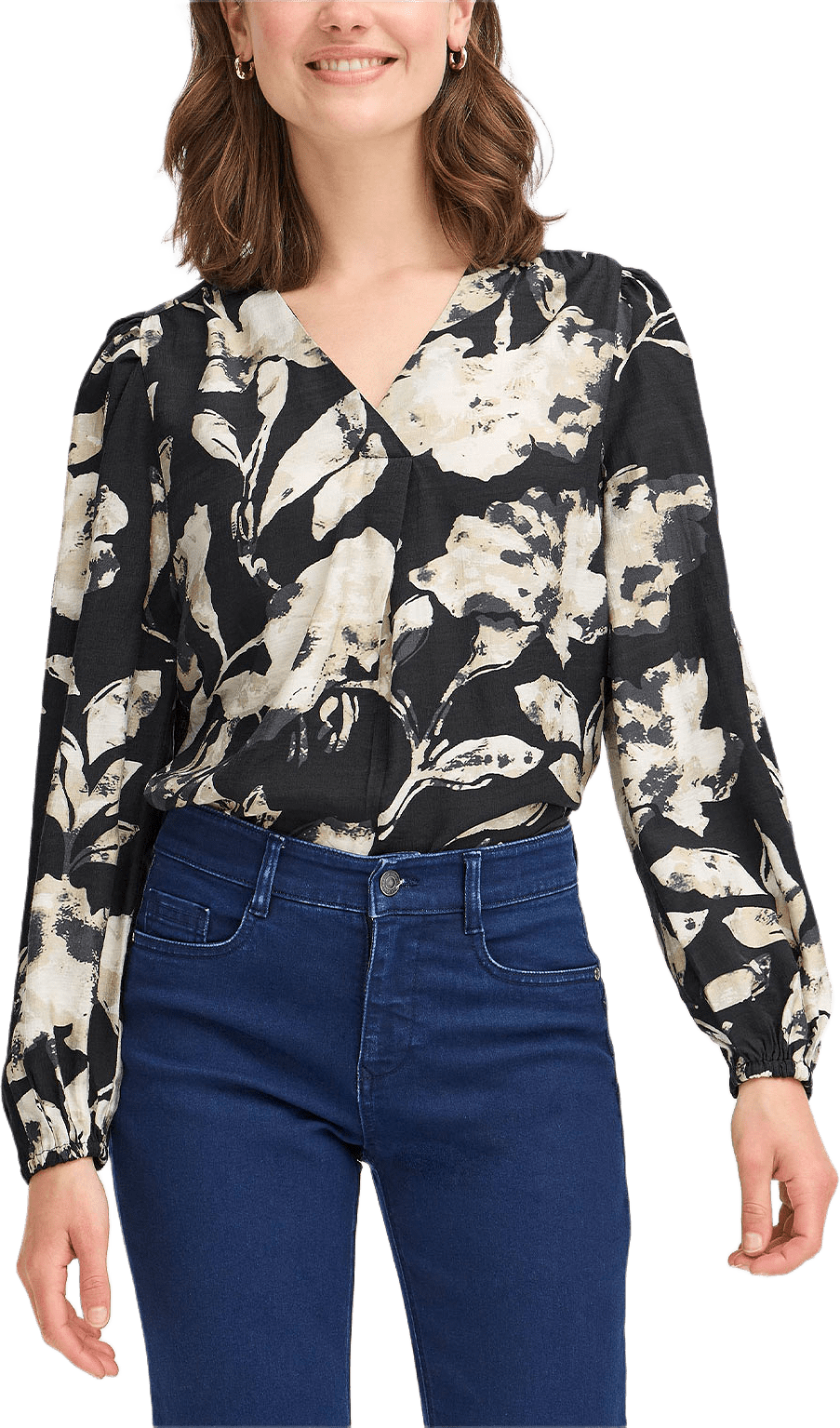 Frariana Blouse, från Fransa, i färgen Dis Floral Black.