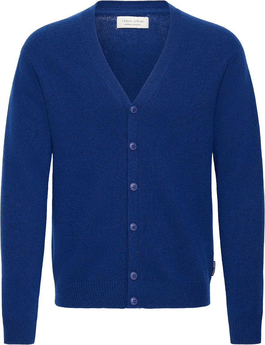 KARL Lambswool Cardigan, från Casual Friday, i färgen Medieval Blue Melange.