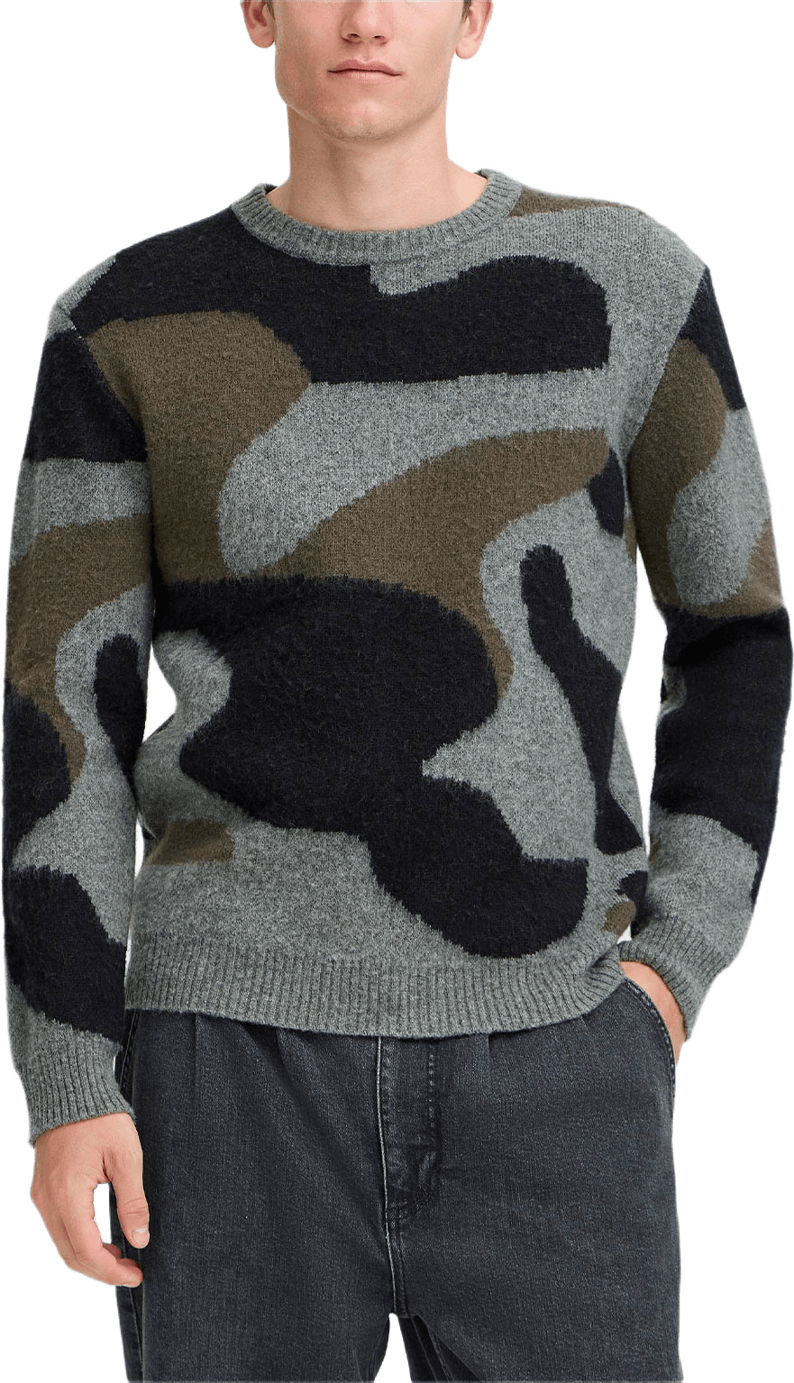 Cfesko Crew Neck Knit sweater, från Casual Friday, i färgen Castlerock Melange.