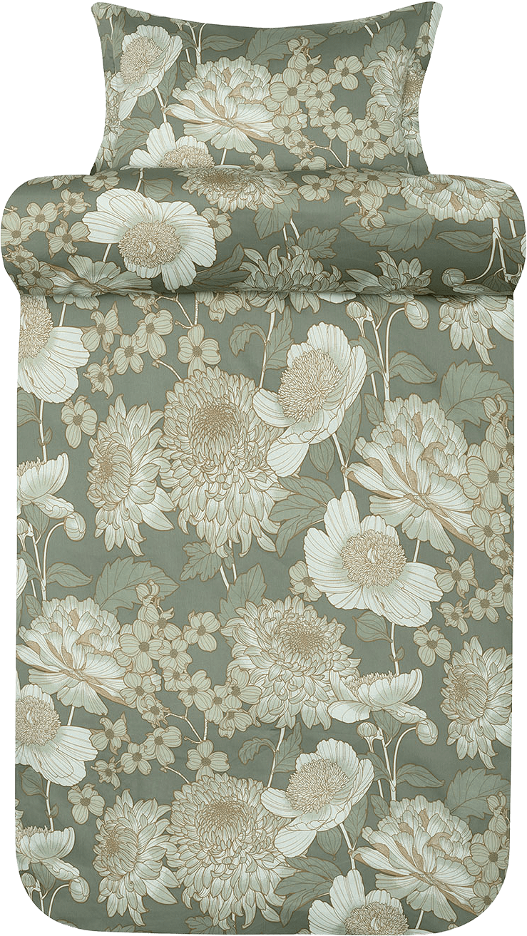 Isabell satin bäddset 150x210 cm, från Høie of Scandinavia, i färgen Dämpad Grön.