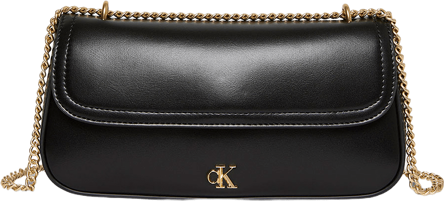 Monogram Logo Hardware Chain Small Shoulder Bag, från Calvin Klein, i färgen Black / Antique Light Gold.