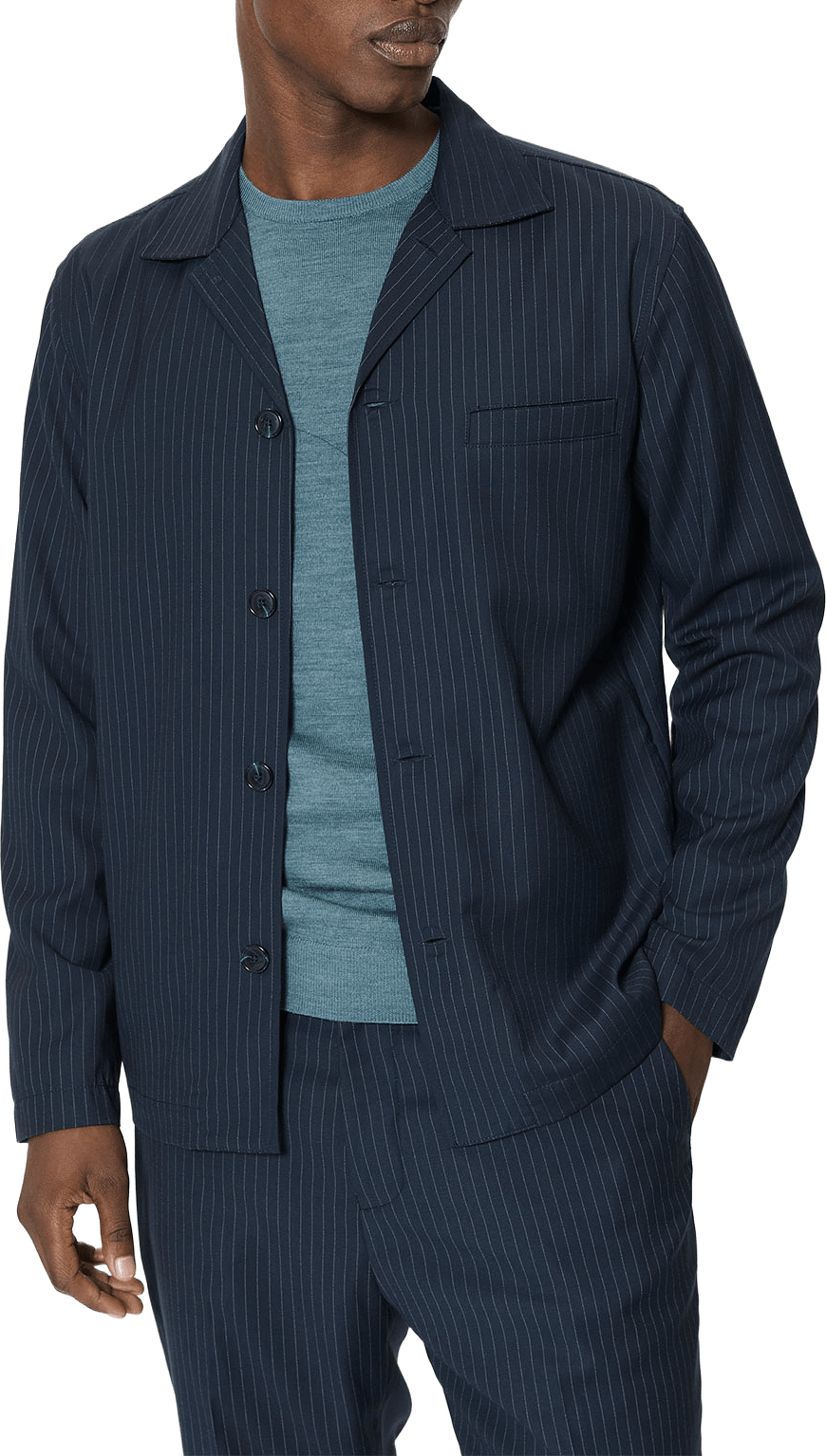 Landen V, från Matinique, i färgen Navy Pinstripe.