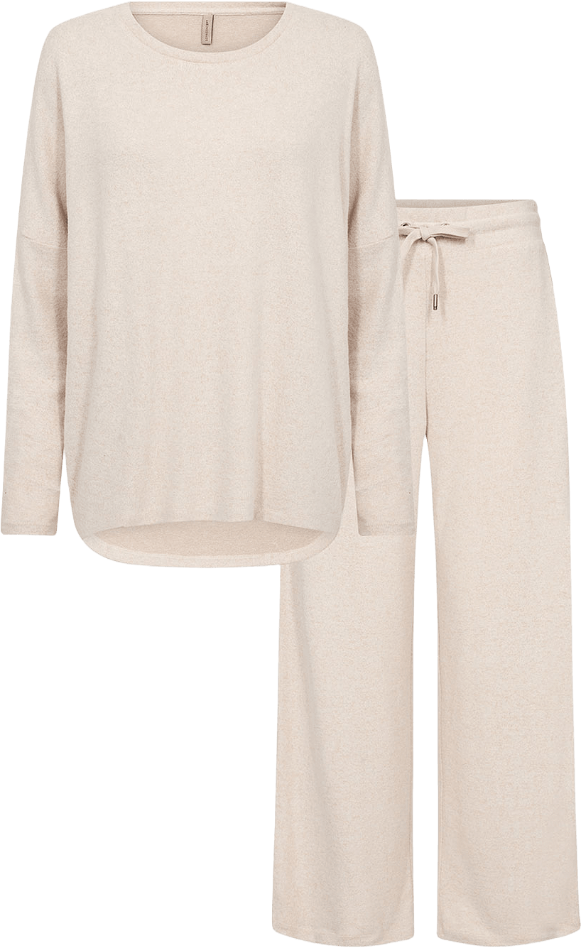 Sc-Biara Set 153 pyjamas, från Soyaconcept, i färgen Cream Melange.