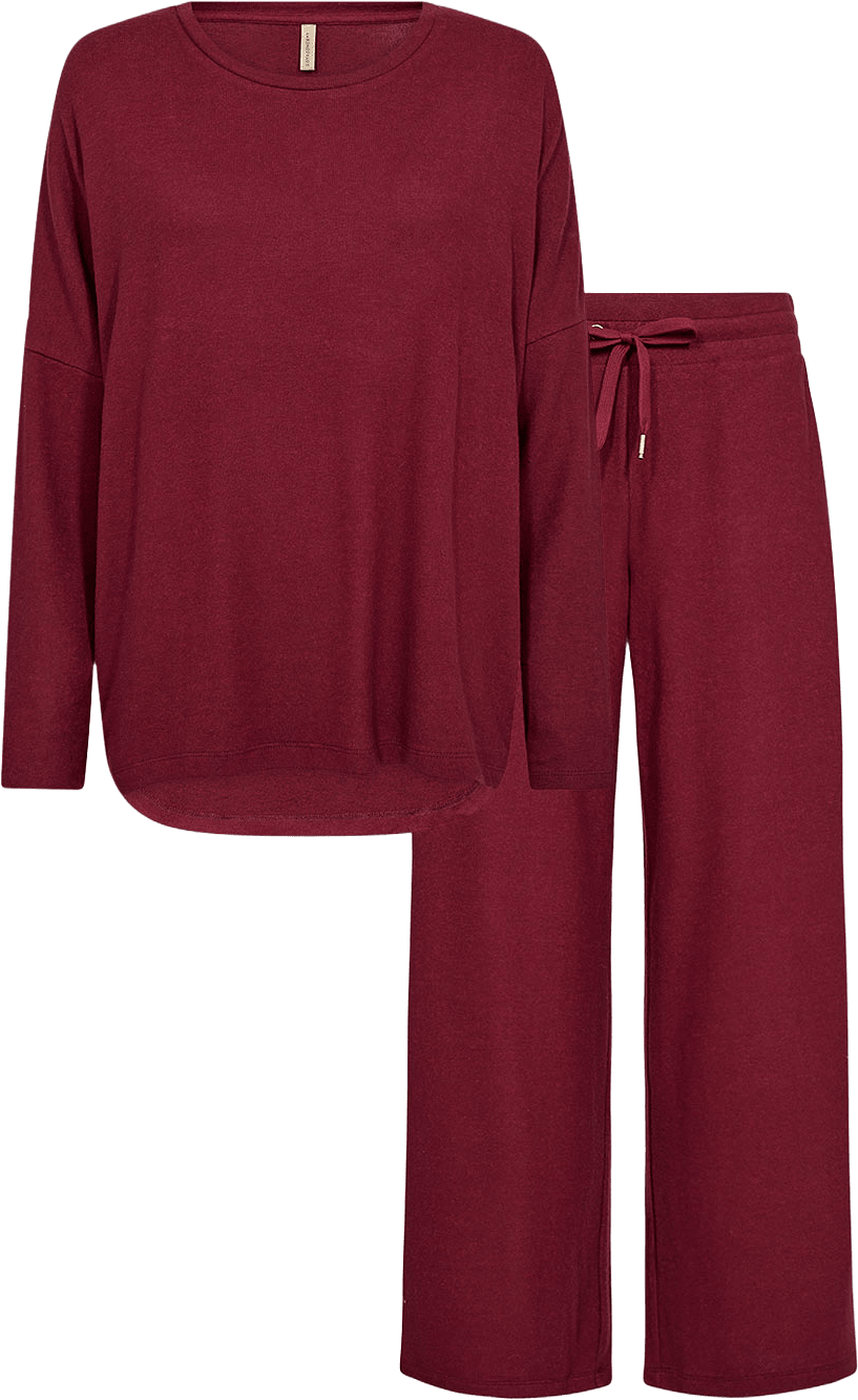 Sc-Biara Set 153 pyjamas, från Soyaconcept, i färgen Dark Red Mel.