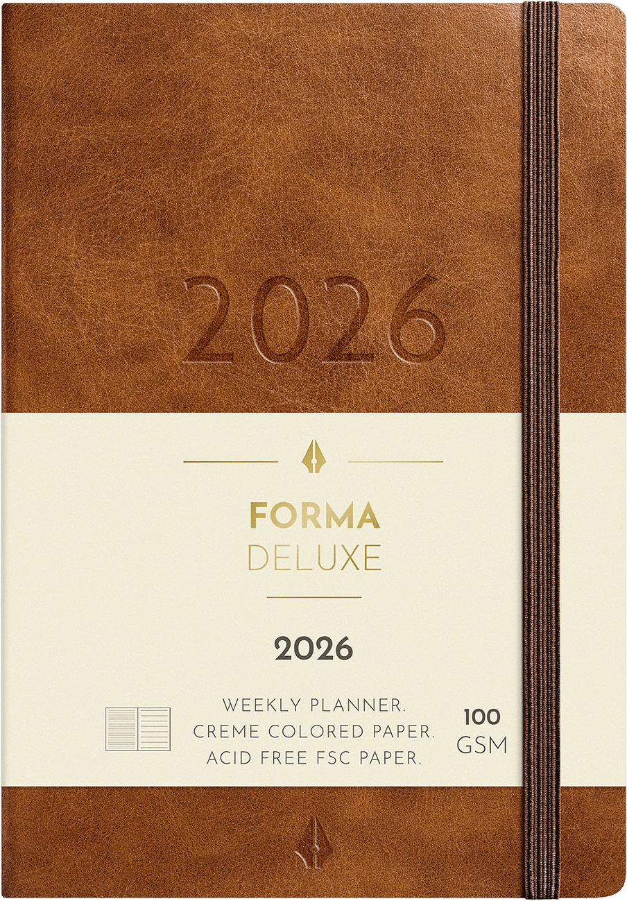 Kalender 2026 Liten Veckokalender Forma Deluxe brun, från Burde, i färgen Brown.