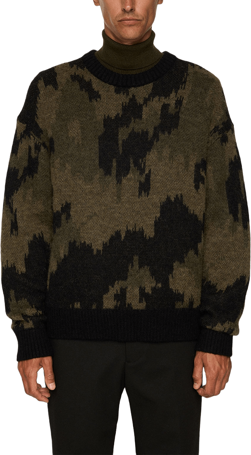Nate Graphic Jacquard Knit, från J.Lindeberg, i färgen Forest Green.